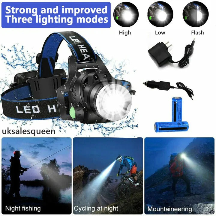 Wiederaufladbare LED Stirnlampe für freihändiges Licht