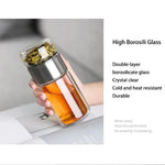 Elegante Teebereiterflasche aus Doppelwandigem Glas, 430ml