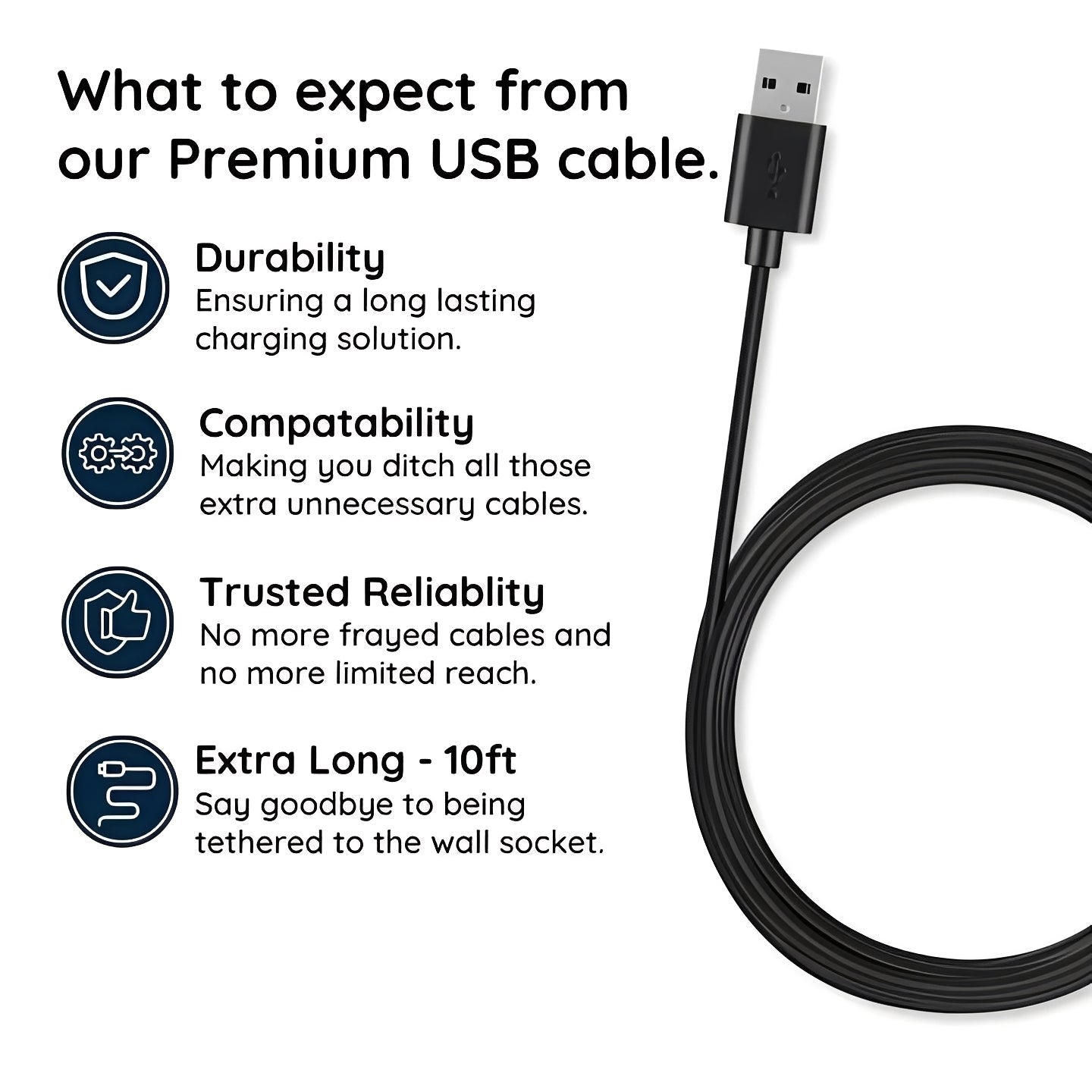 10-Fuß Micro-USB Ladekabel für flexibles Laden