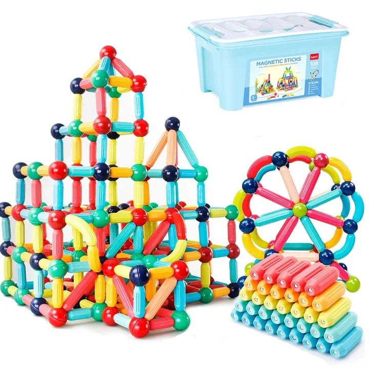 Magnetische Bauklötze und Kugeln Spielset für Kinder, 98 Teile