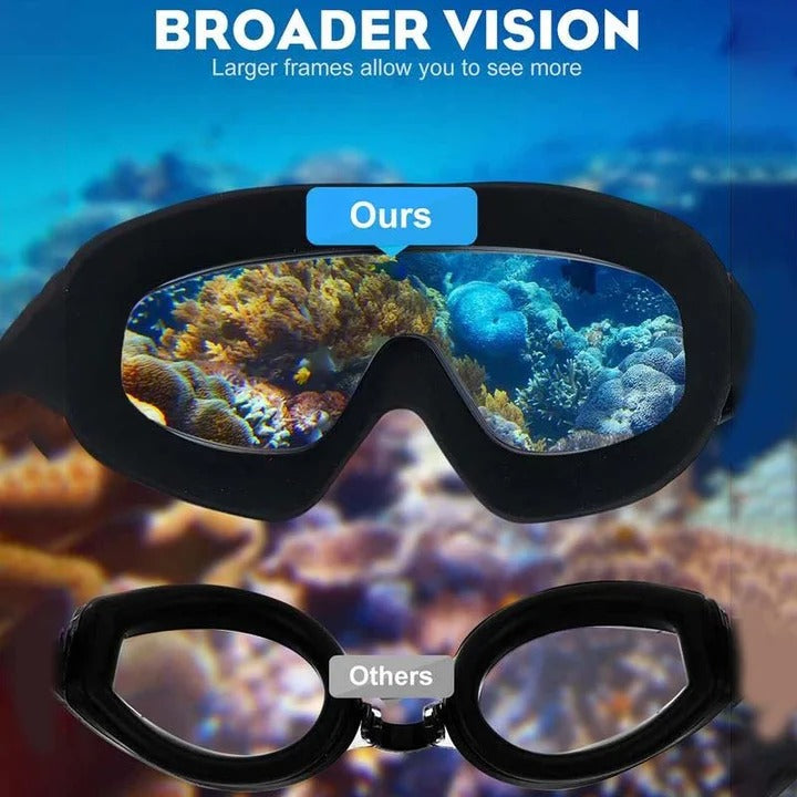 Schwimmbrille mit Anti-Beschlag und Weitwinkel-Gläsern