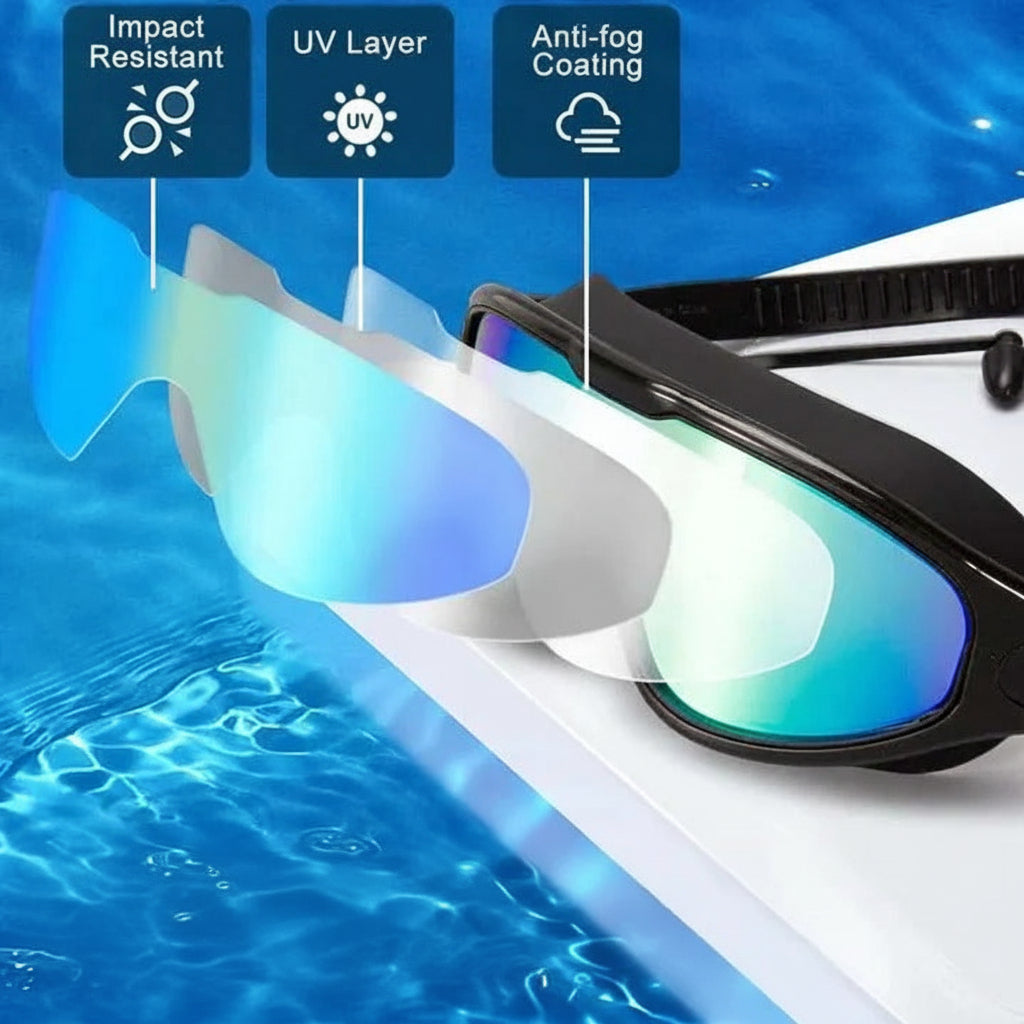 Schwimmbrille mit Anti-Beschlag und Weitwinkel-Gläsern