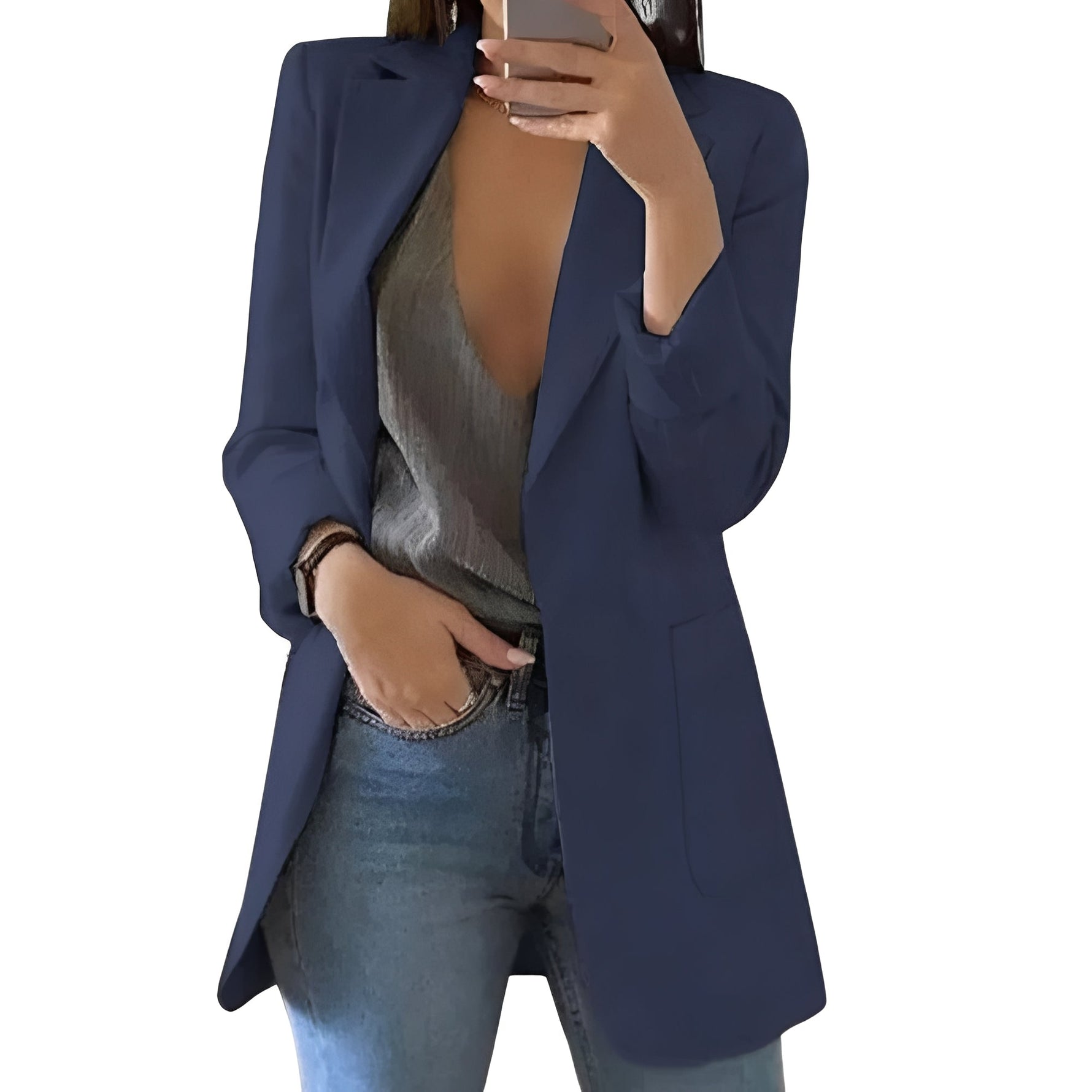 Eleganter Damenblazer mit offenem Frontdesign für jeden Anlass
