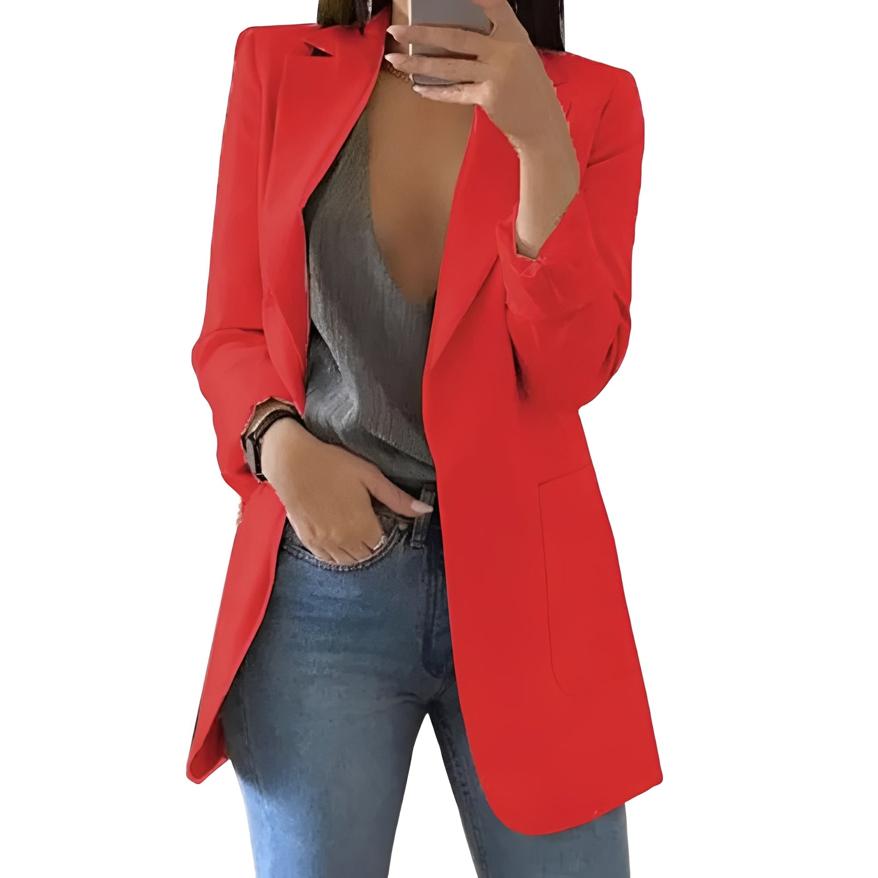 Eleganter Damenblazer mit offenem Frontdesign für jeden Anlass