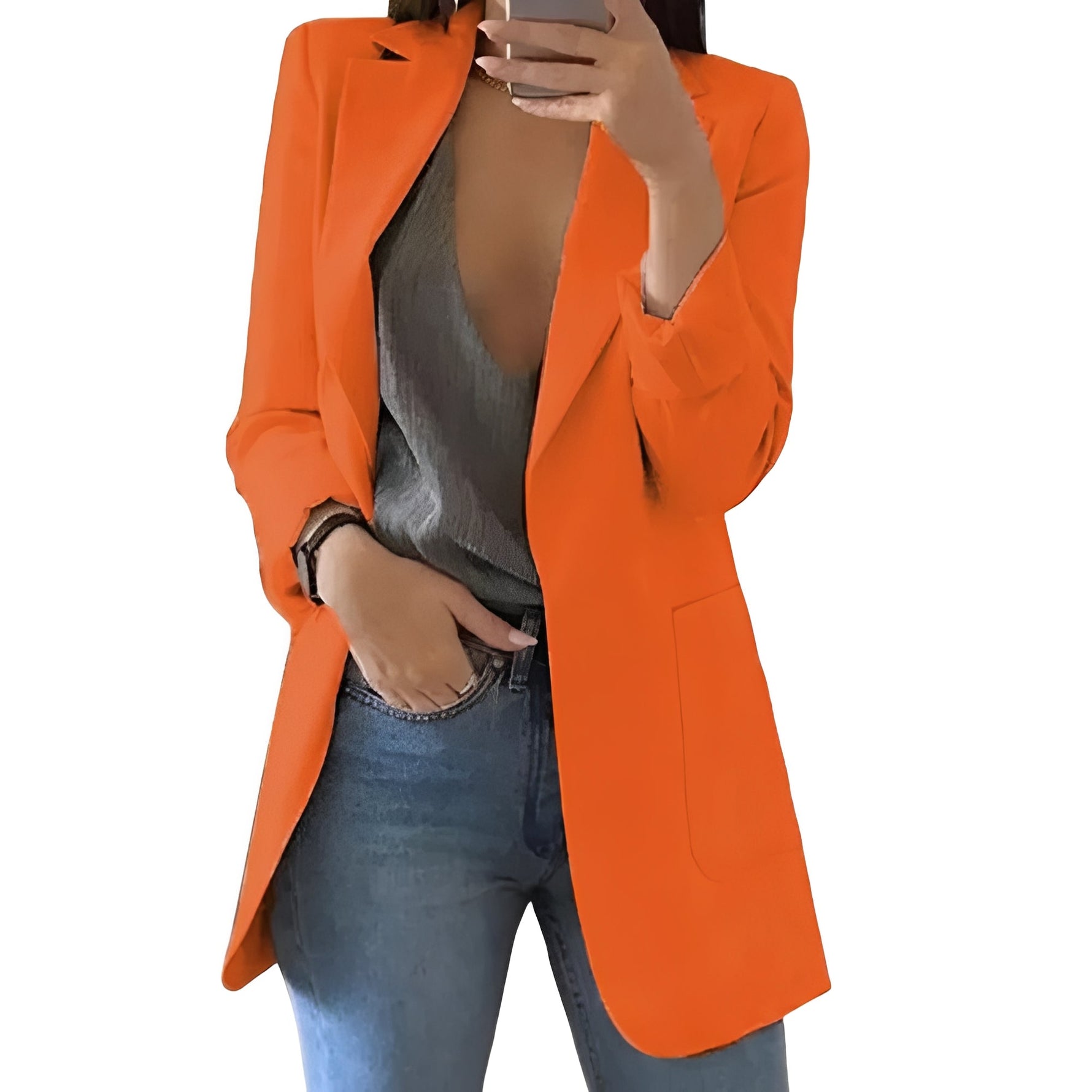 Eleganter Damenblazer mit offenem Frontdesign für jeden Anlass