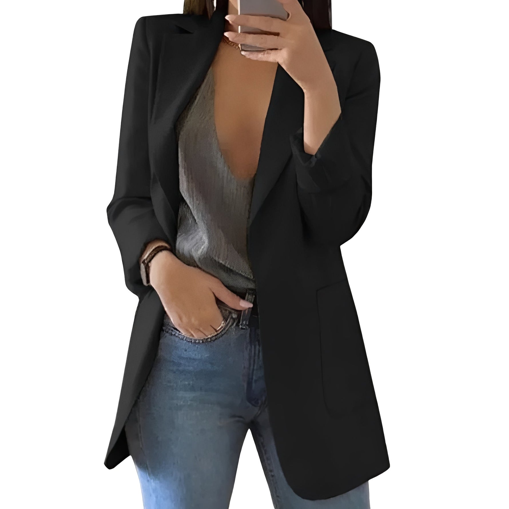 Eleganter Damenblazer mit offenem Frontdesign für jeden Anlass