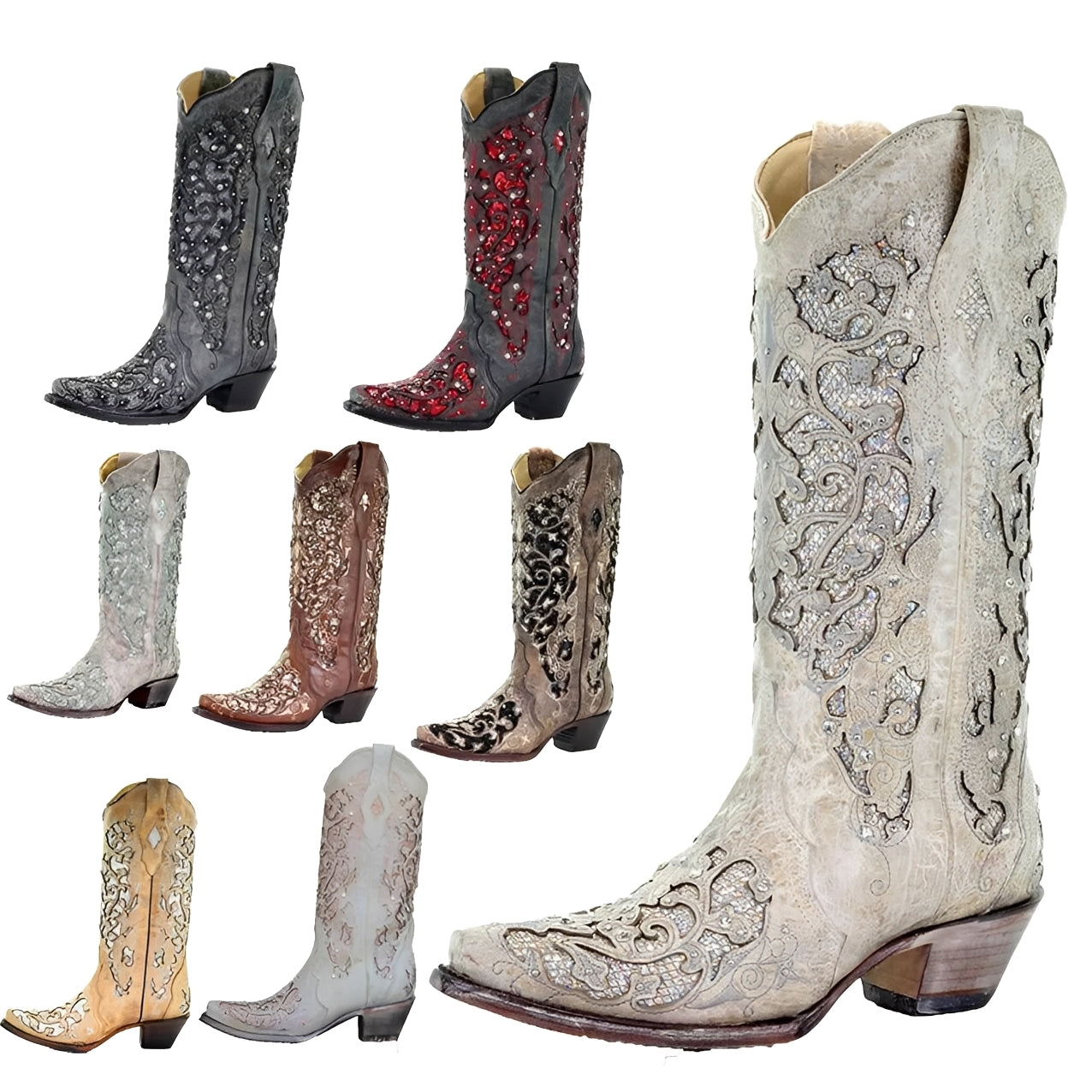 Elegante Stiefel mit Glitzer und Spitzennase für jeden Anlass