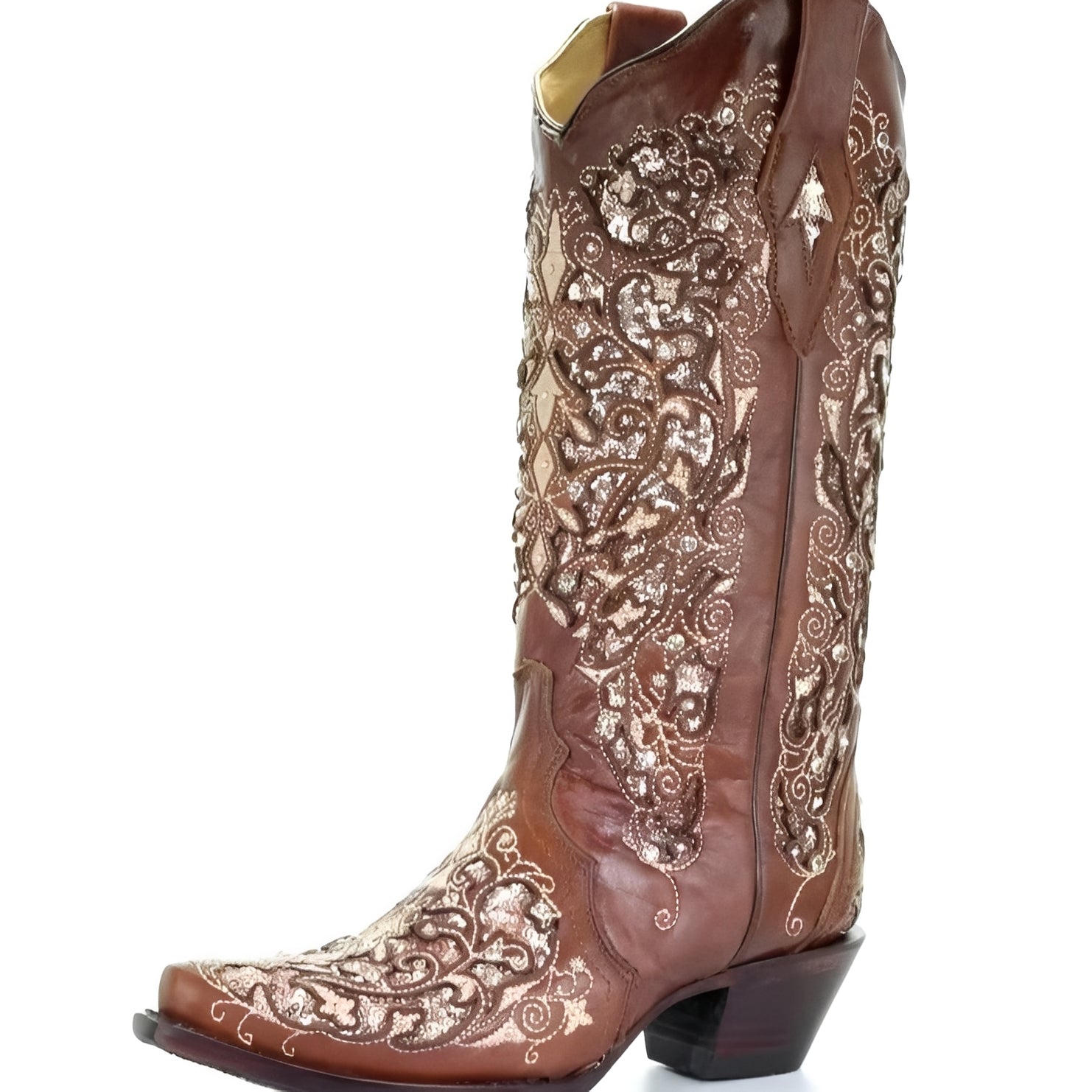 Elegante Stiefel mit Glitzer und Spitzennase für jeden Anlass