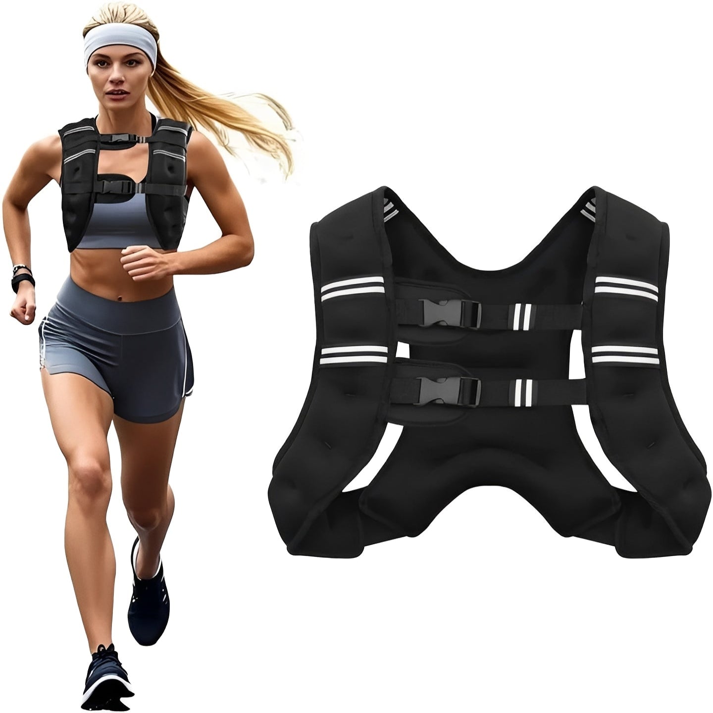 Fitnessweste mit Gewichten und Reflexstreifen für Sicherheit