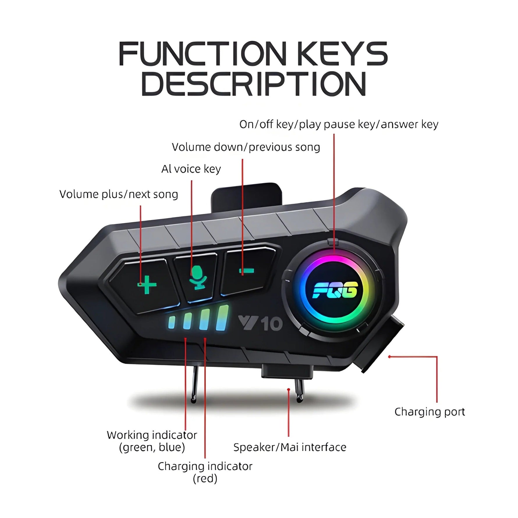 Kabelloses Bluetooth-Headset für Motorradhelme mit IPX6 Schutz