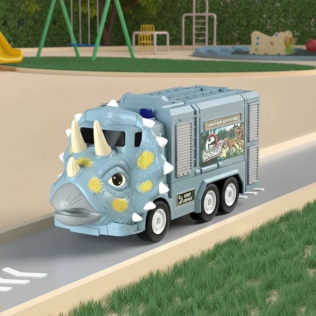 Dino-Abenteuer: 2-in-1 Spielzeug-Lkw mit Licht und Sound
