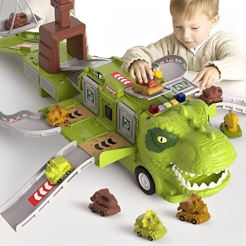 Dino-Abenteuer: 2-in-1 Spielzeug-Lkw mit Licht und Sound
