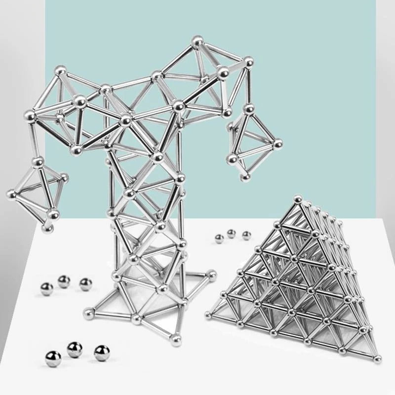 Magnetisches Konstruktionsspielzeug mit flexiblen Verbindungsstäben