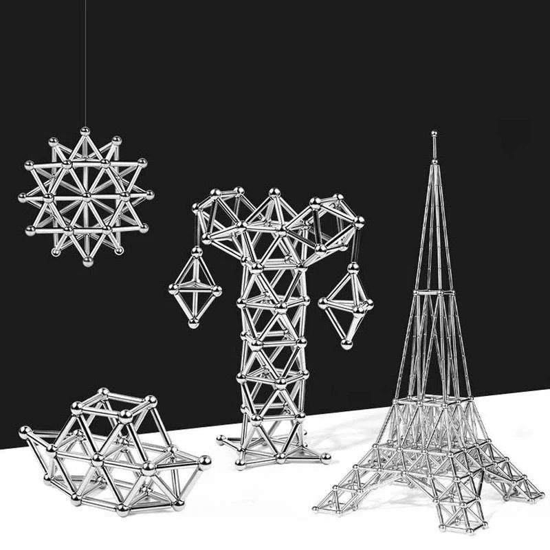 Magnetisches Bau-Set mit flexiblen Verbindungsstäben