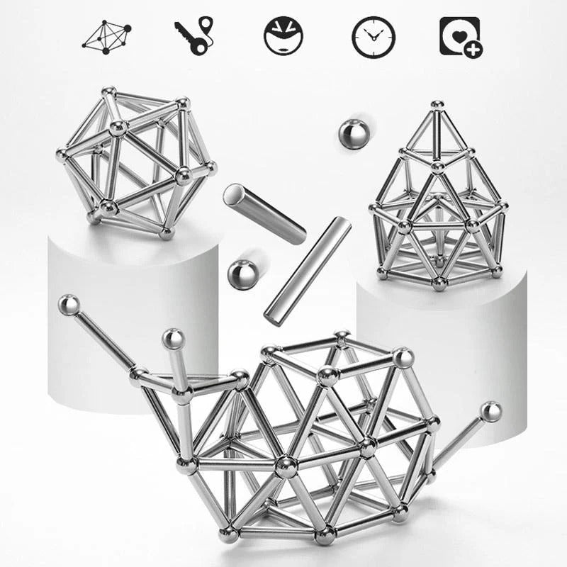 Magnetisches Konstruktionsspielzeug mit flexiblen Verbindungsstäben