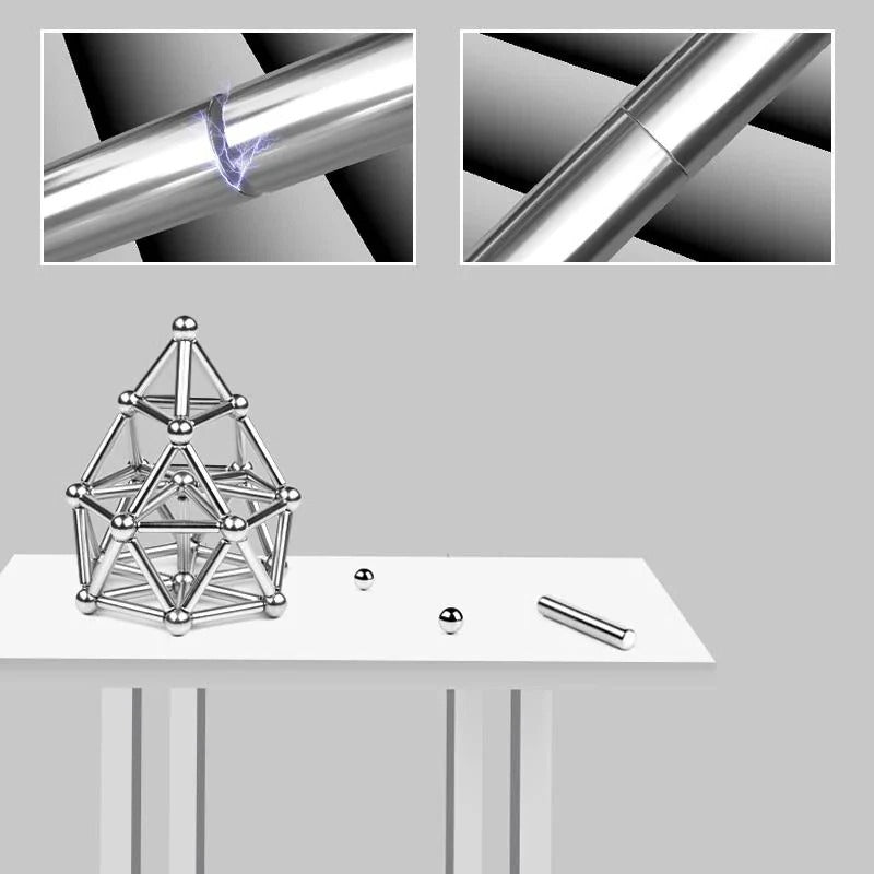 Magnetisches Bau-Set mit flexiblen Verbindungsstäben