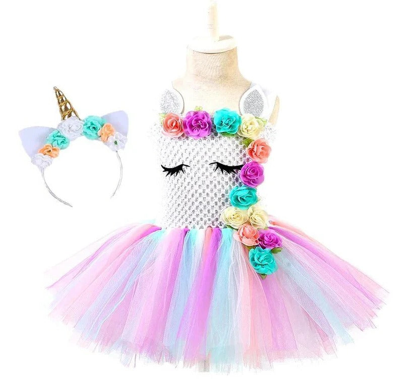 Mädchen-Tüllkleid mit passendem Haarband für besondere Anlässe