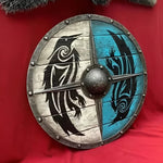 Runder Holzschild im Mittelalter-Stil mit einzigartigen Mustern