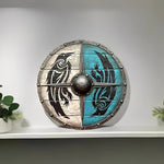 Runder Holzschild im Mittelalter-Stil mit einzigartigen Mustern