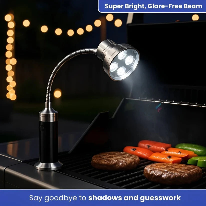 Magnetischer Grillstrahler mit LED für nächtliches Grillen
