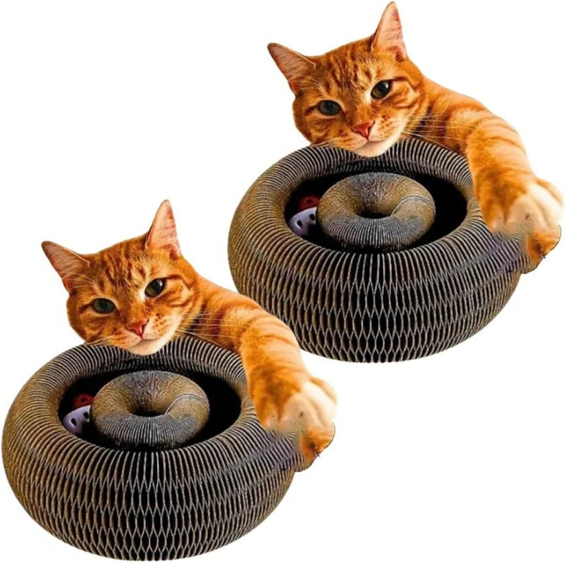 Umweltfreundliche Katzenkratzmatte mit integriertem Ballspiel, 2er Set