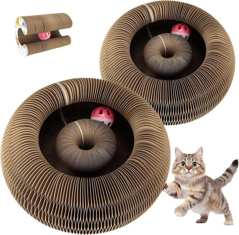 Umweltfreundliche Katzenkratzmatte mit integriertem Ballspiel, 2er Set