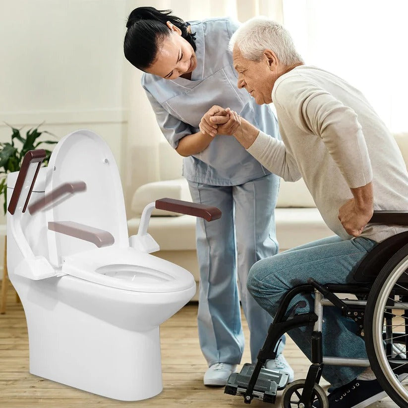 Verstellbare Toilettensicherheitsstütze mit Doppelarmlehnen für Senioren