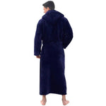 Langärmliger Fleece-Bademantel für Herren mit Kapuze und kuscheligen Taschen