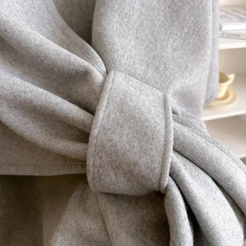 Damen Poncho-Mantel aus Mikrofaser mit Verstellbarem Verschluss