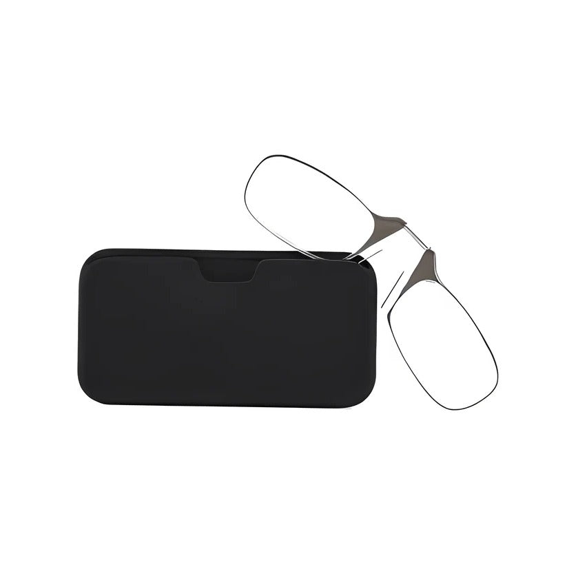Kompakte Lesebrille mit flexiblem Silikon-Nasenpolster und praktischem Etui