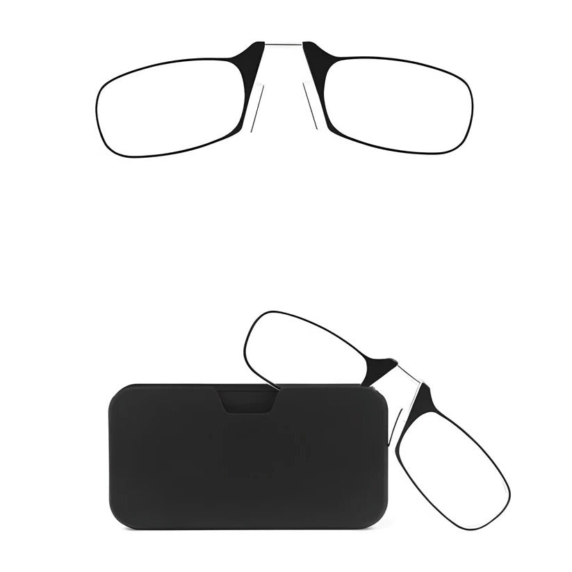 Kompakte Lesebrille mit flexiblem Silikon-Nasenpolster und praktischem Etui
