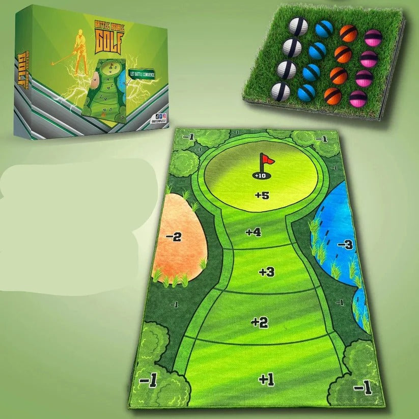 Kompaktes Golf-Putting-Set für das Mini-Tischspiel mit Haftunterlage
