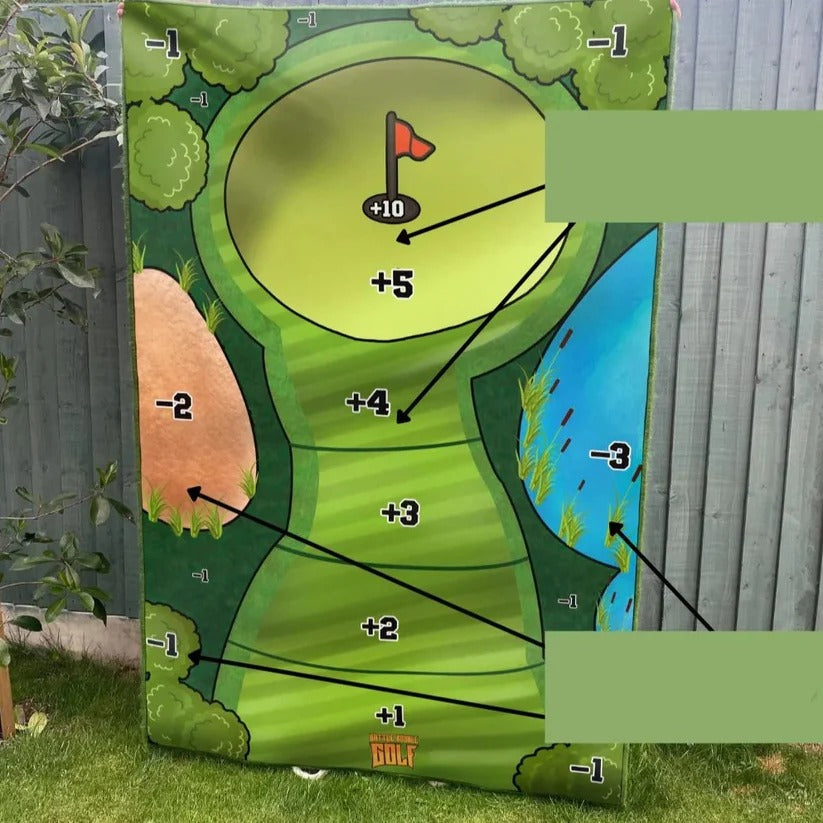 Kompaktes Golf-Putting-Set für das Mini-Tischspiel mit Haftunterlage