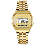 Klassische Unisex Digitale Uhr mit Edelstahlarmband und LED-Anzeige