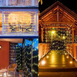 Solarbetriebene Lichtervorhänge für den Außenbereich mit bunten LEDs