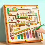 Magnetisches Holzlabyrinth-Puzzle für Kinder mit Farbsortierung