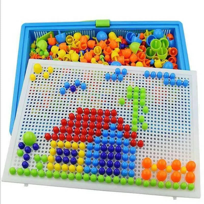 Bunte Steckmosaik-Puzzlebox für Kinder, 296 Teile