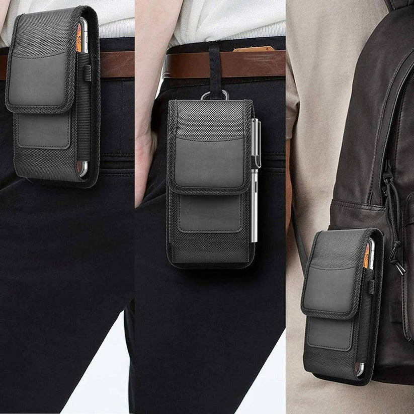 Praktische Smartphone-Halterung mit Tasche und Klappverschluss