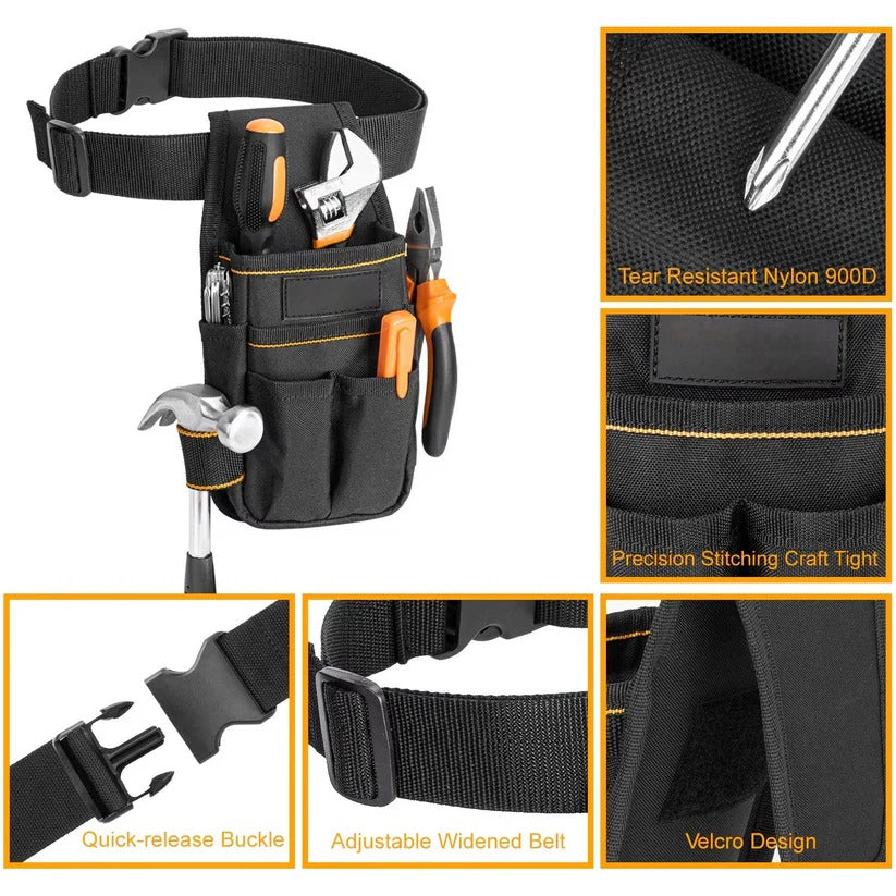 Werkzeugtasche für Elektriker mit verstellbarem Gürtel und stabiler Basis