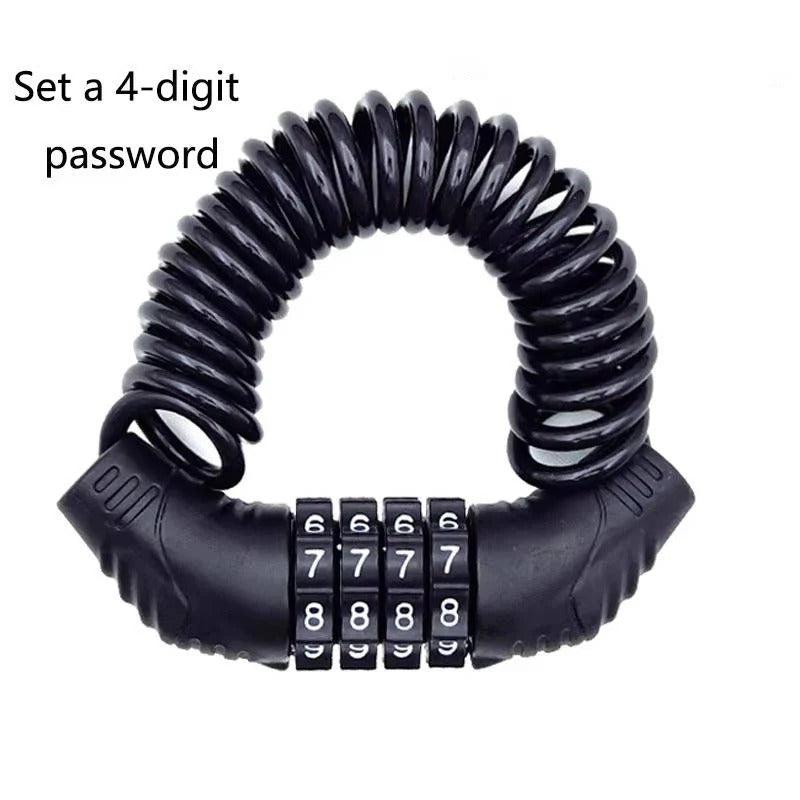 Sicherheitskabelschloss für Helme mit 150 cm Stahlkabel und individuell einstellbarem Code