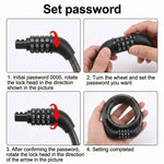 Sicherheitskabelschloss für Helme mit 1,5 m Stahlkabel und wieder einstellbarem Code