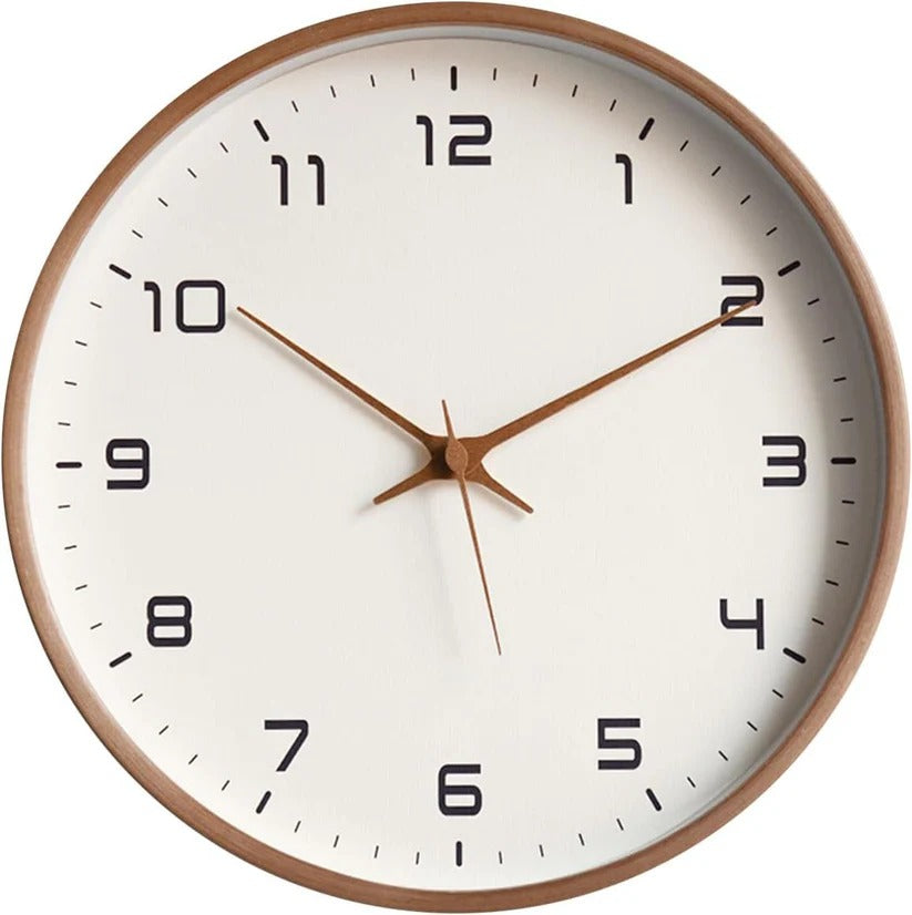 Wanduhr aus Holz mit elegantem runden Rahmen, 25 cm