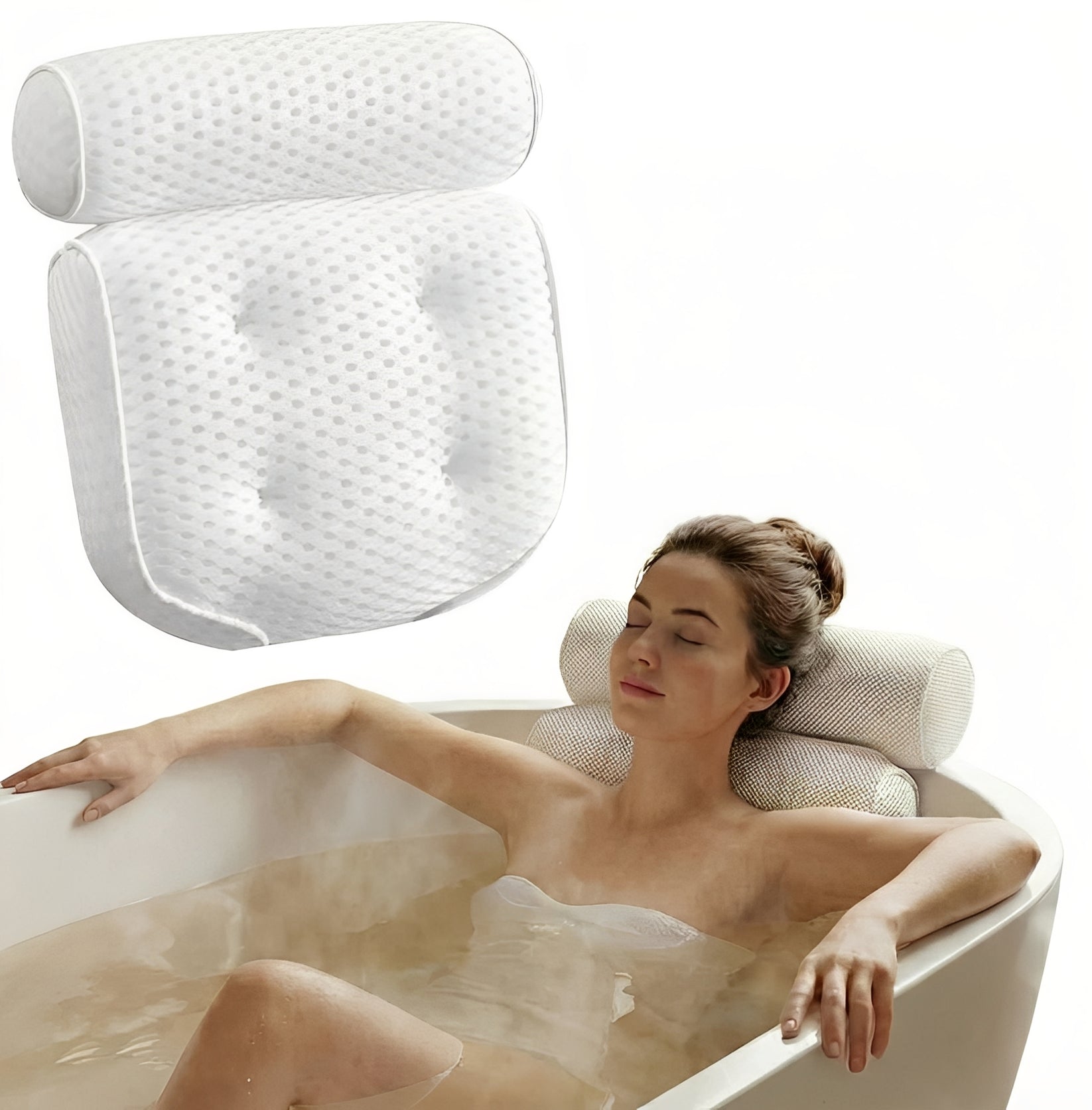 Ergonomisches Badekissen mit Saugknopf für Nacken- und Rückenschmerzlinderung