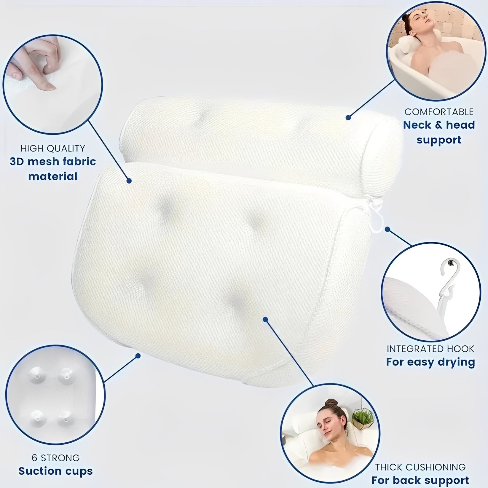 Ergonomisches Badkissen mit Saugfuß für Nacken- und Rückenentlastung