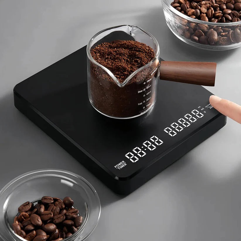 Präzise Kaffeewaage mit Timer und Tropfmatte, 3kg Kapazität