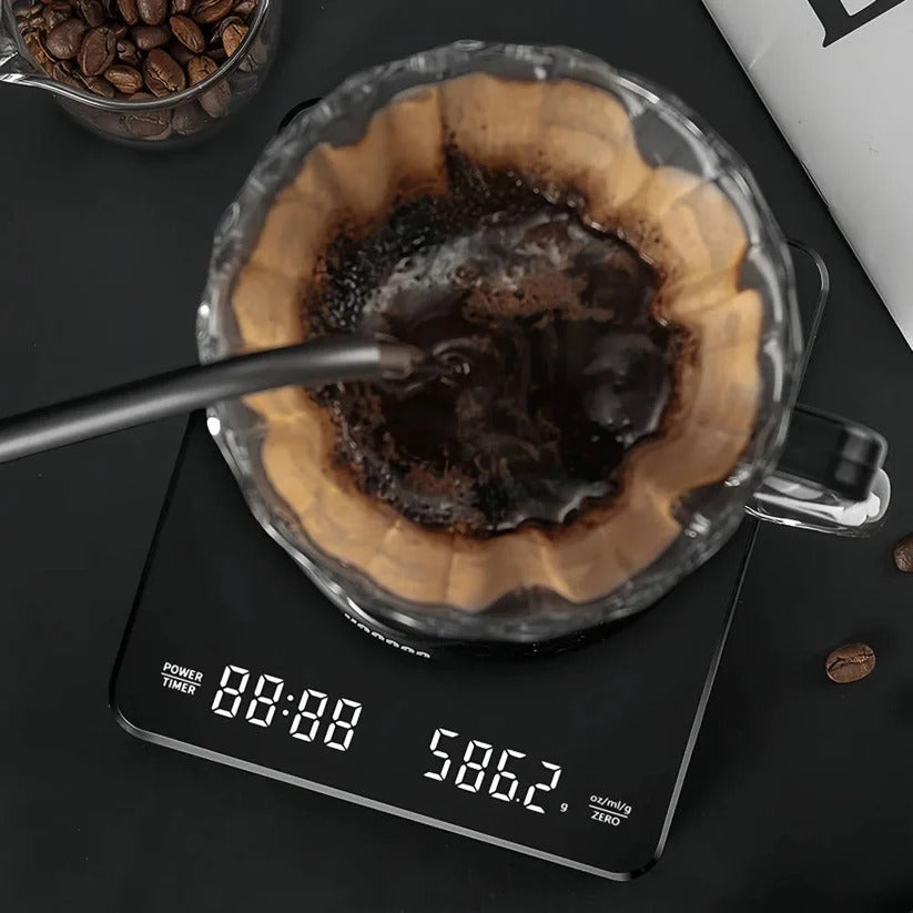 Präzise Kaffeewaage mit Timer und Tropfmatte, 3 kg Kapazität