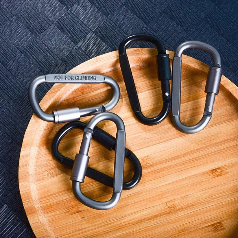 Set aus 6 Aluminium D-förmigen Karabinerhaken mit Schraubsicherung
