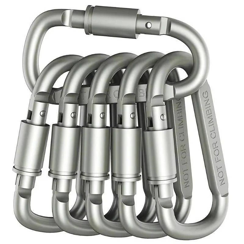 Leichte Aluminium-Karabiner mit Schraubsicherung, 6er Set