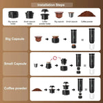 Tragbare 20 Bar Espressomaschine für Kapseln und gemahlenen Kaffee