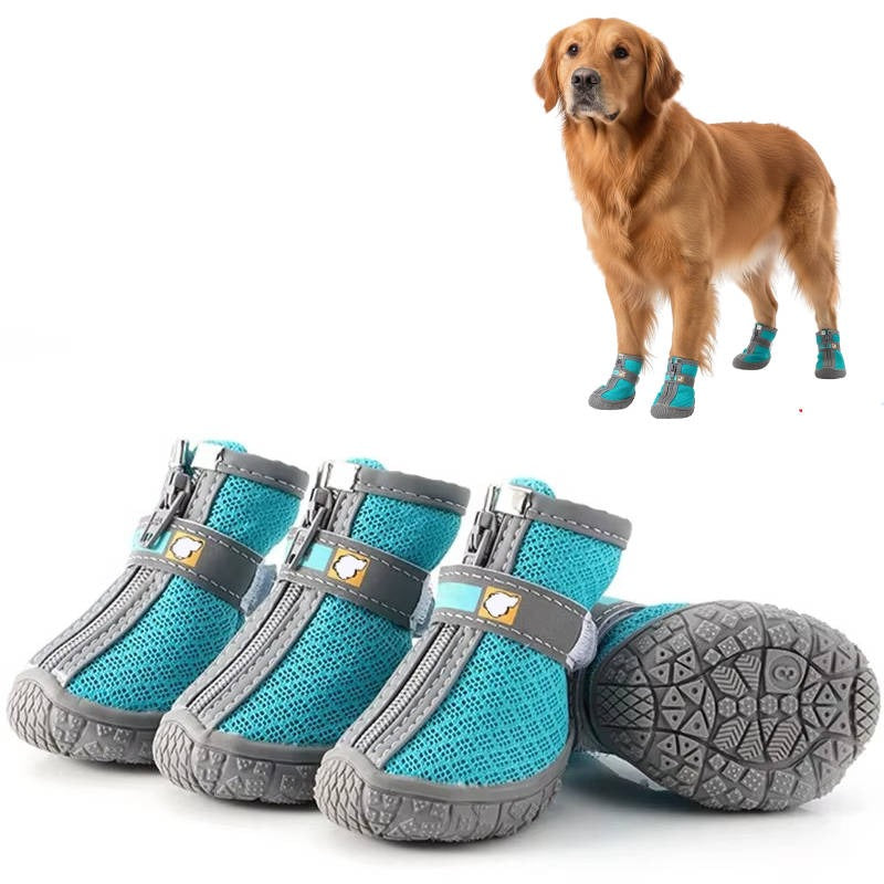 Wasserfeste, Atmungsaktive Hundeschuhe mit Rutschfester Sohle – 4er Set